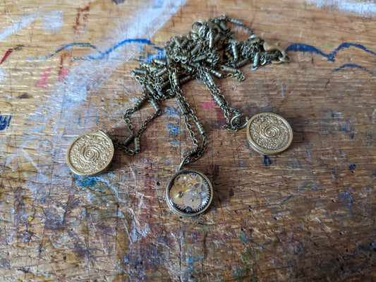 Reversable Steampunk Resin Set Watch Parts pendant