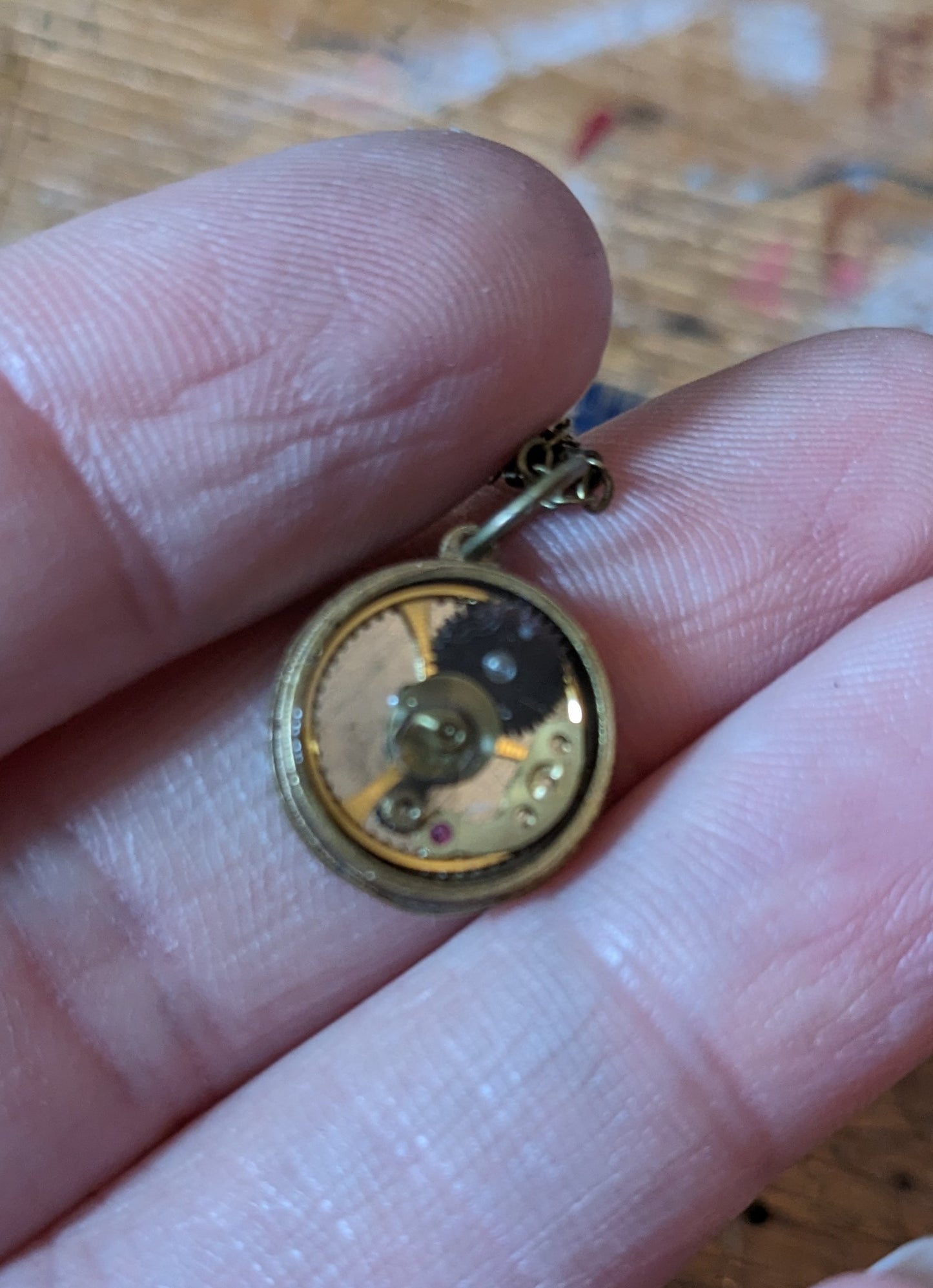 Reversable Steampunk Resin Set Watch Parts pendant