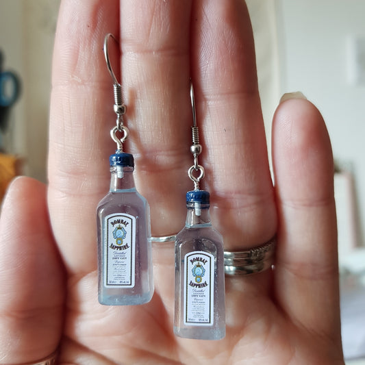 Bombay Sapphire Gin Bottle Earrings