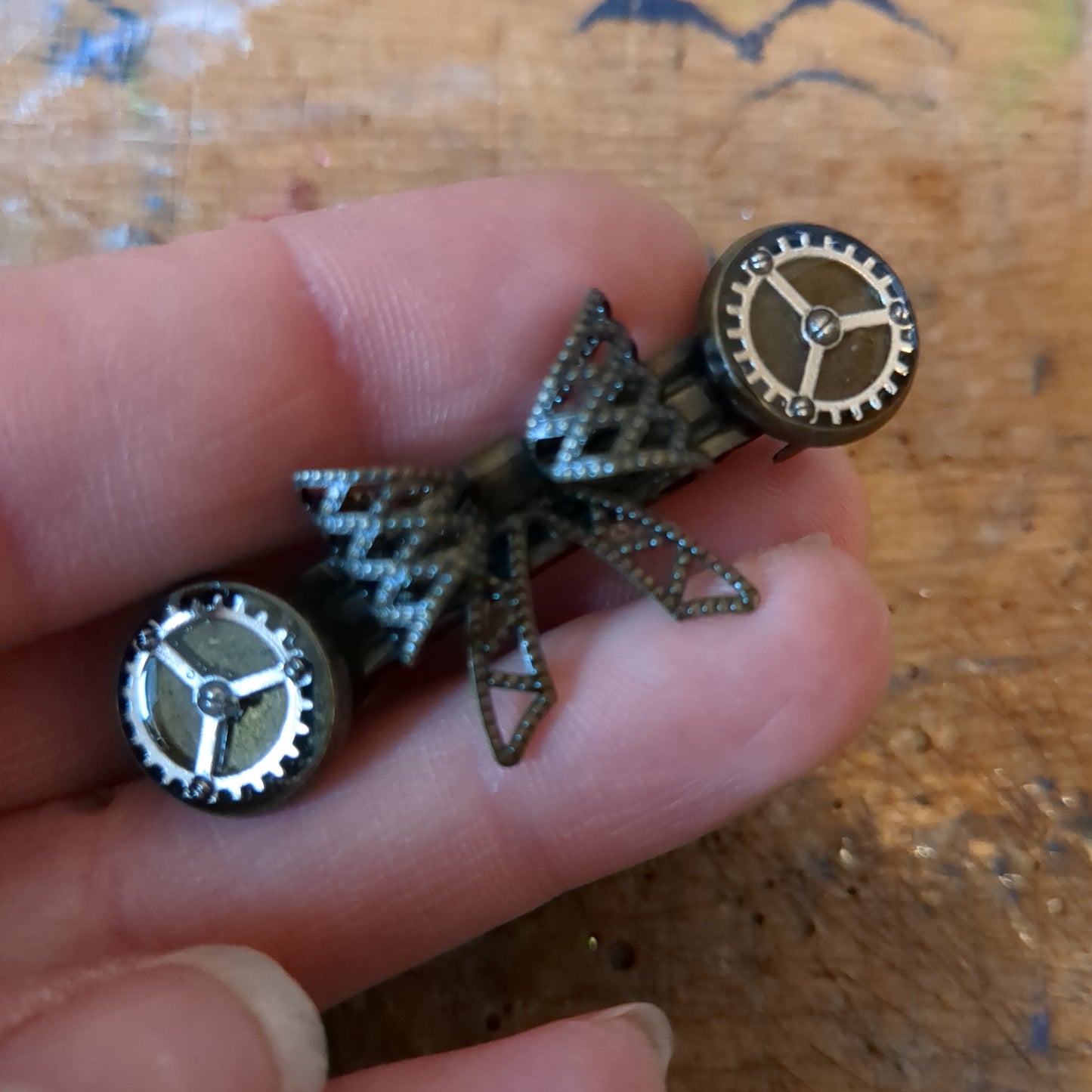 Cog and Filigree Bow Hair Clip