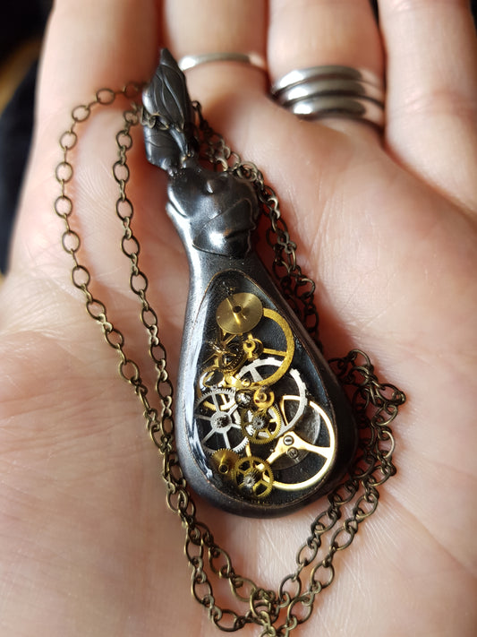 Reversible Bronze Dog and Butterfly Pendant