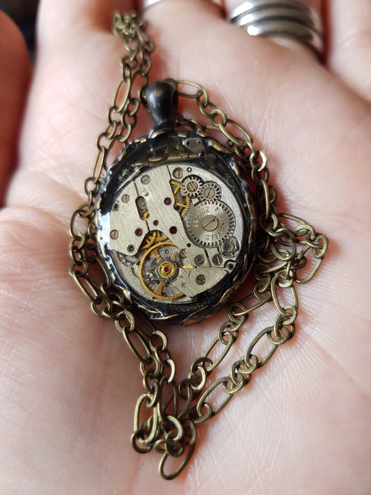 Reversible Bronze Floral and Nature Inspired Pendant