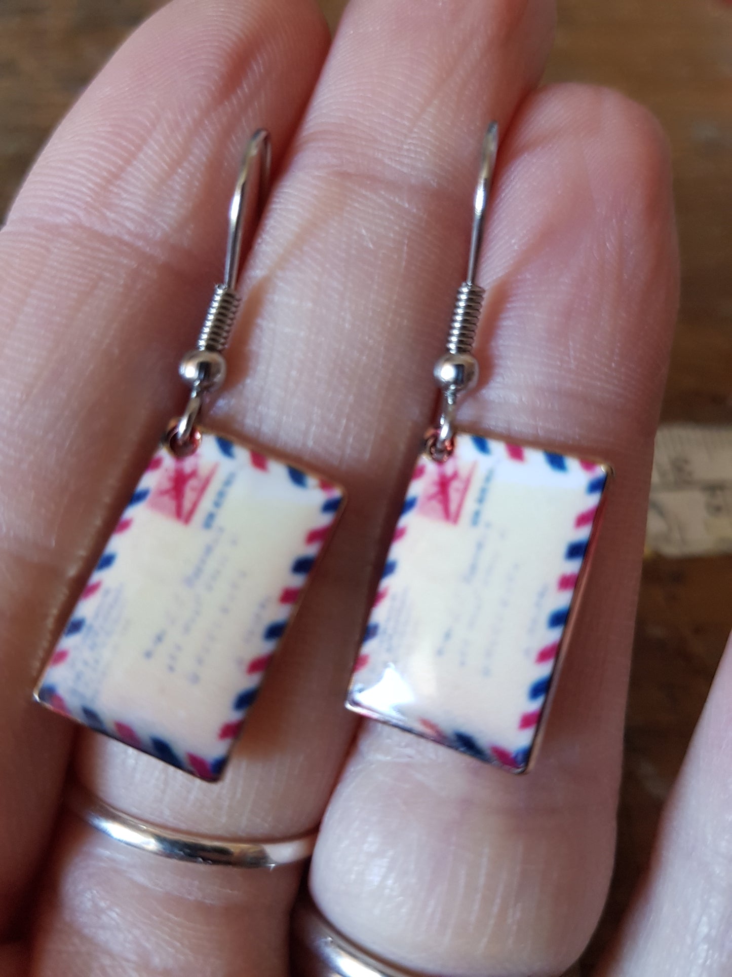Red Airmail Envelope Earrings