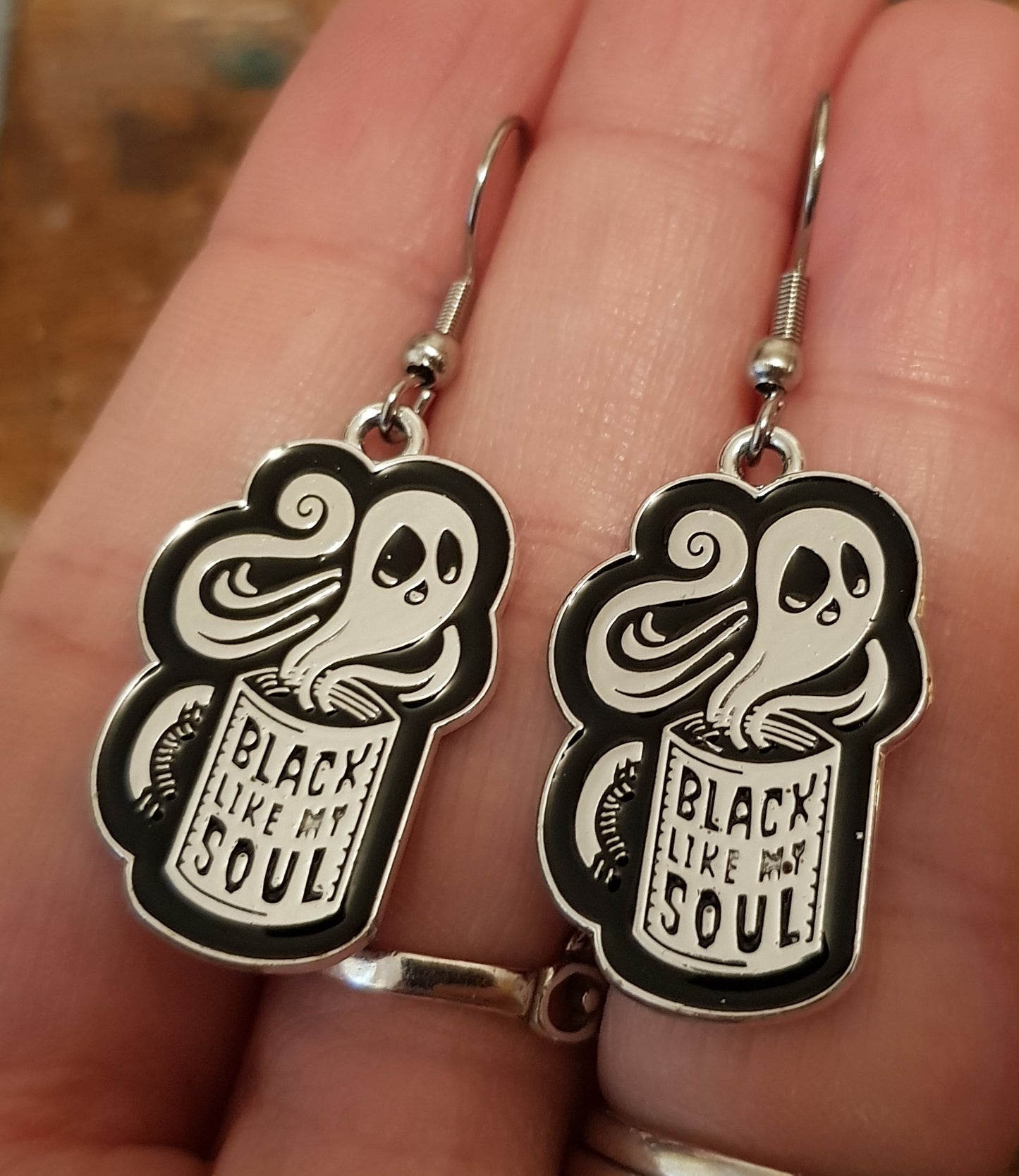 Black Like My Soul Coffee Cup Earrings