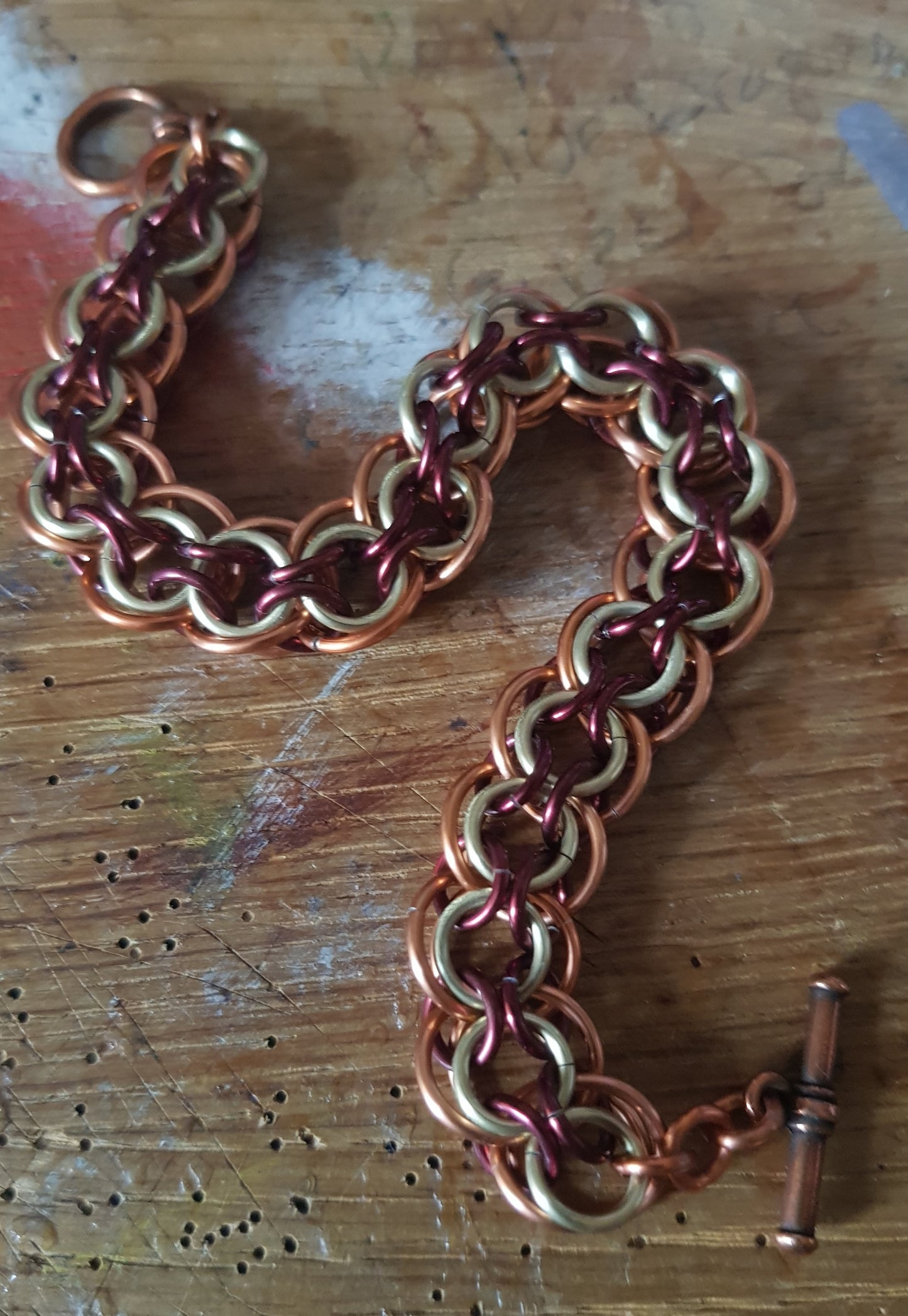 Autumnal Ceylon Weave Chainmaille Bracelet