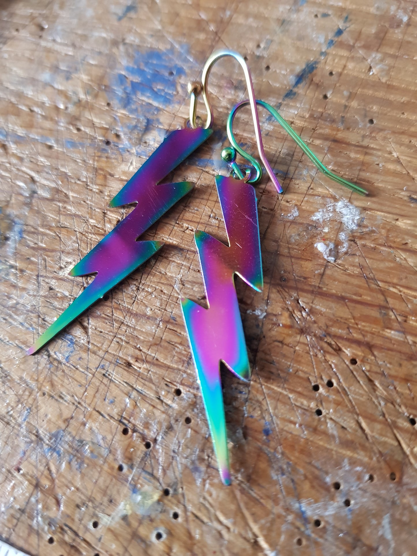 Titanium Tones Lightning Bolt Earrings