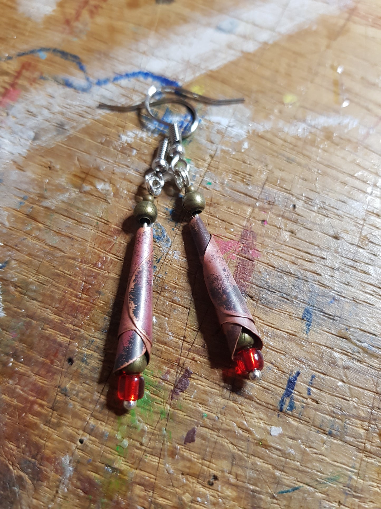 Copper Scroll Earrings.