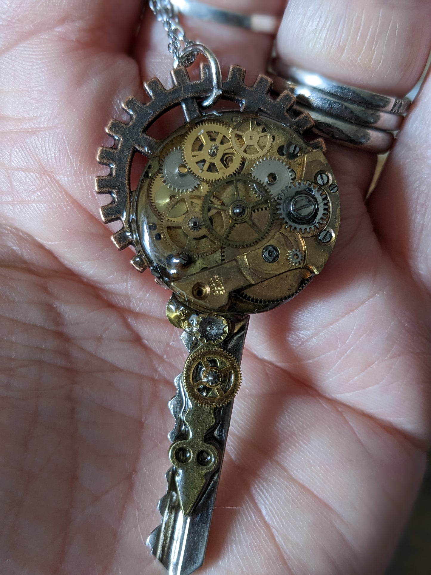 Upcycled Yale Key Pendant with Real Watch Parts