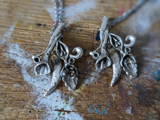 Calla Lily and Watch Part Pendant