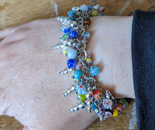 Murano Glass Bead Cluster Bracelet