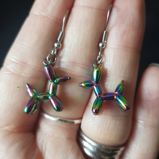 Titanium Balloon Dog Earrings