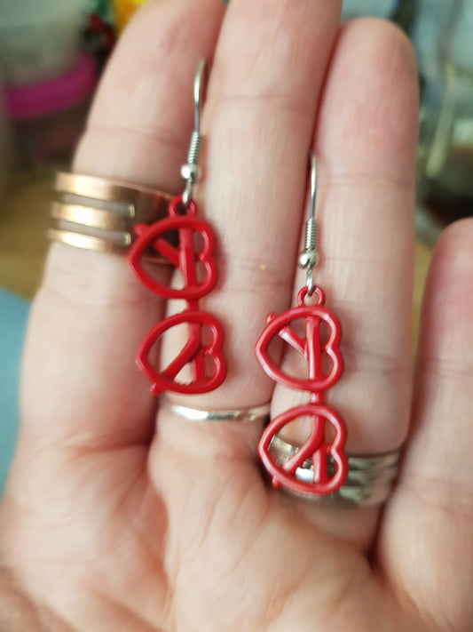 Red Heart Glasses Earrings