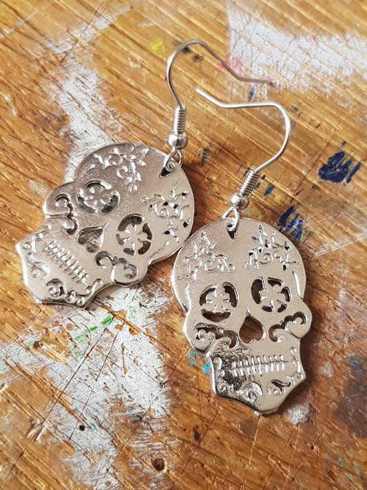 Large Sugar Skull Earrings