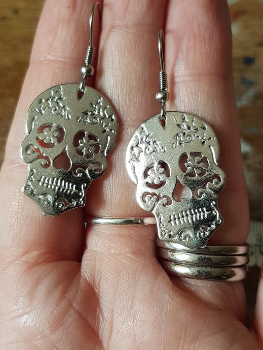 Large Sugar Skull Earrings