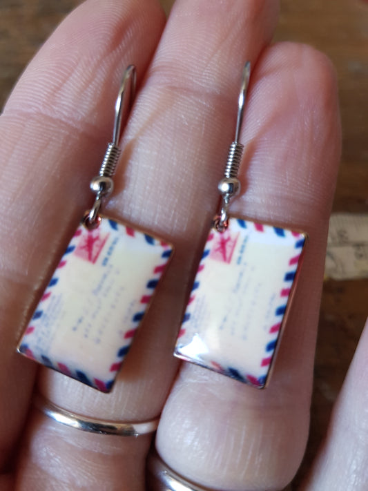 Red Airmail Envelope Earrings