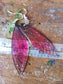 Resin Fairy Wing Earrings Berry Pink