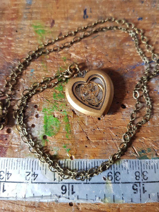 Heart Shaped Watch Part Filled Locket