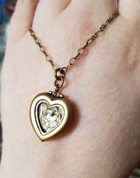 Heart Shaped Watch Part Filled Locket