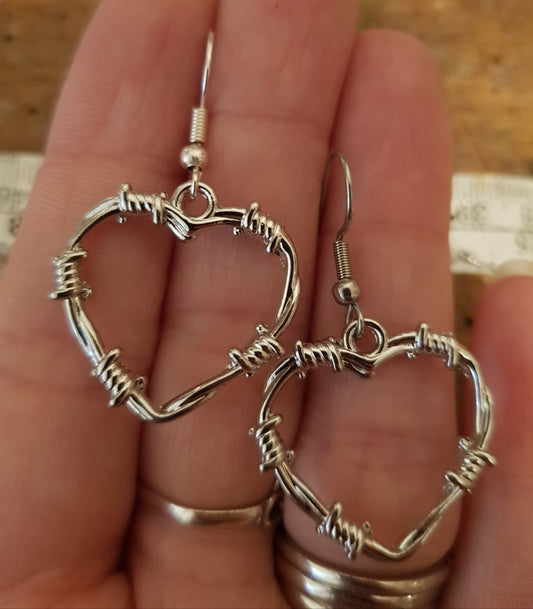 Barbed Wire Heart Earrings