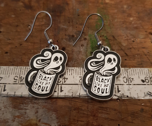 Black Like My Soul Coffee Cup Earrings