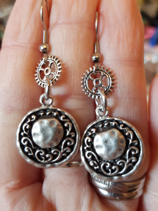 Disk and Cog Earrings
