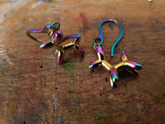 Titanium Toned Balloon Dog Earrings on Titanium Plated Hooks