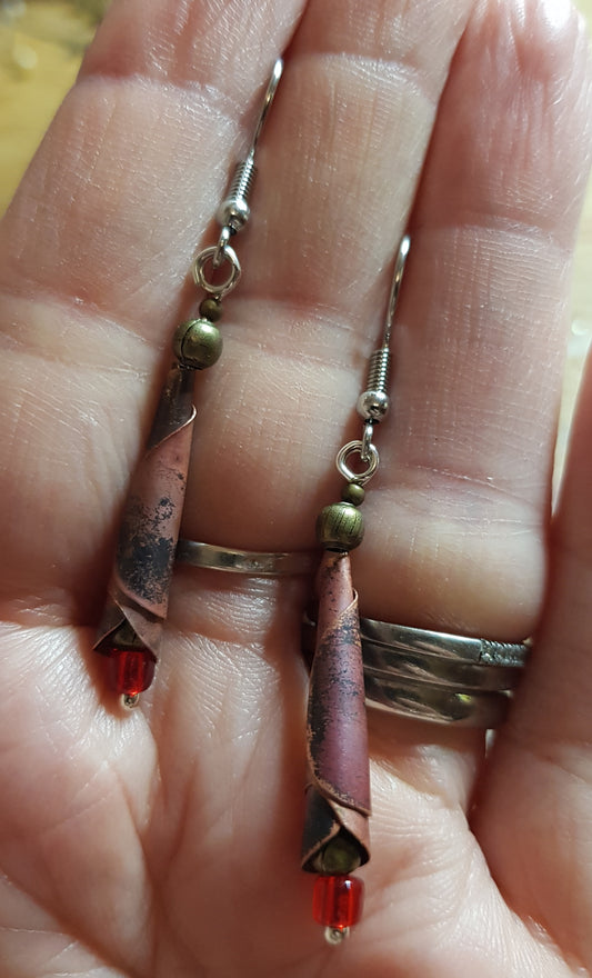Copper Scroll Earrings.