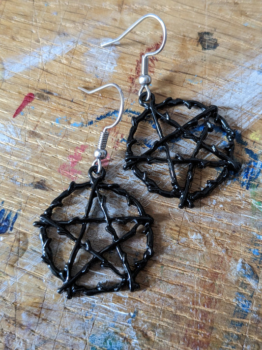 Black Pentagram Earrings