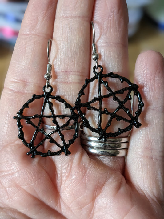 Black Pentagram Earrings