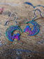 Titanium Tone Filigree Moon and Cat Earrings