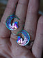 Titanium Tone Filigree Moon and Cat Earrings
