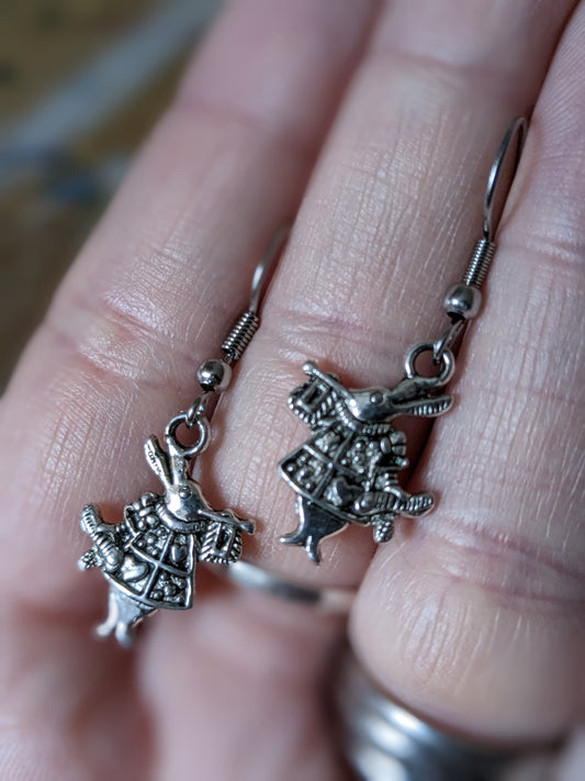 White Rabbit Earrings